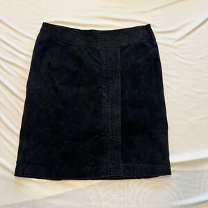 Vintage Newport News Leather Pencil Skirt Size 18 Black Genuine Suede 38x23